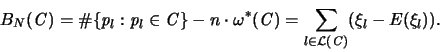 \begin{displaymath}
B_N({\mathbf{\mathit C}}) = \char93  \{ {\mathit p}_l : {\m...
...athcal L}({\mathbf{\mathit C}})}( \xi_l - {\huge E}(\xi_l) ).
\end{displaymath}